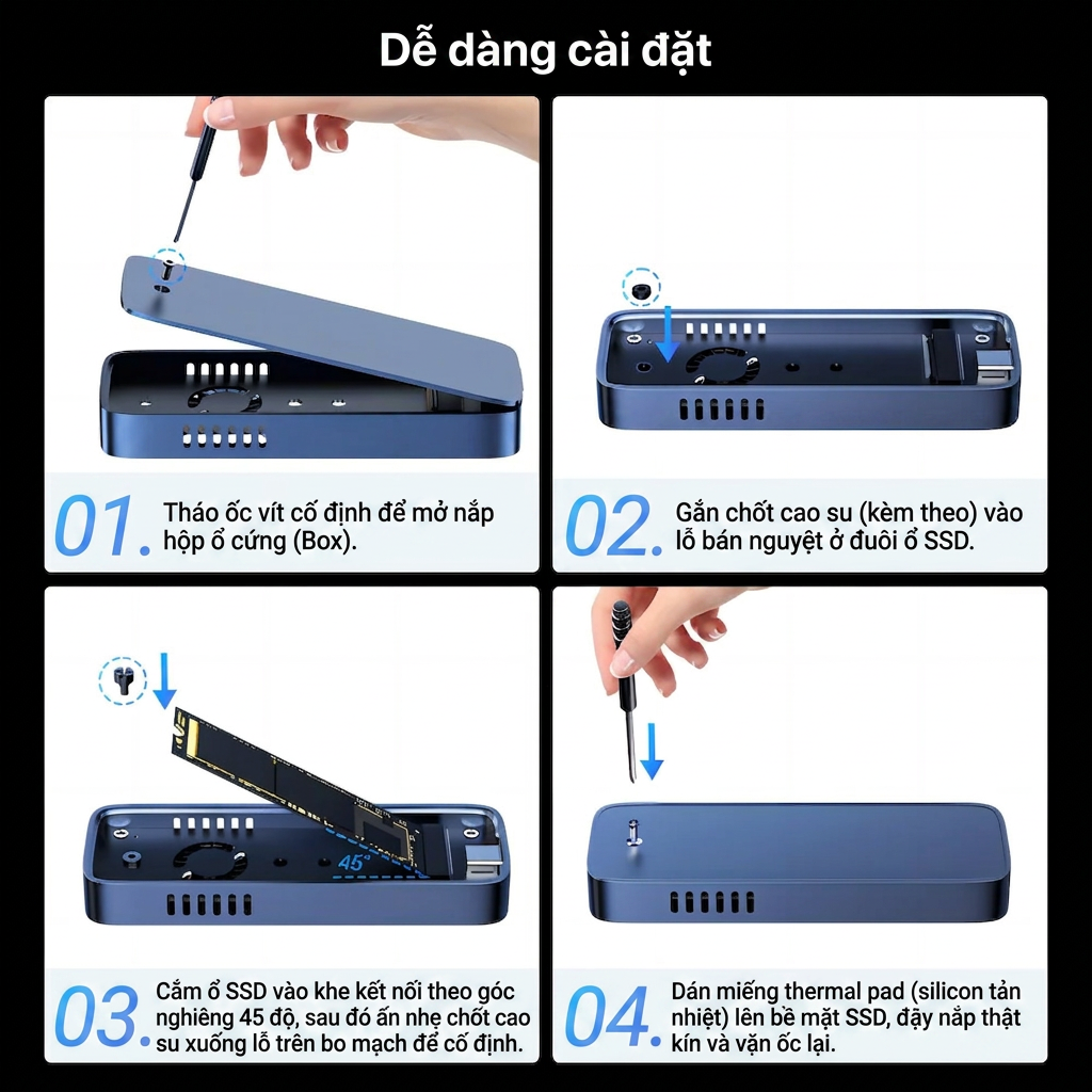 Box di động SSD M.2 NVMe 10Gbps ACASIS EC-6608AIR