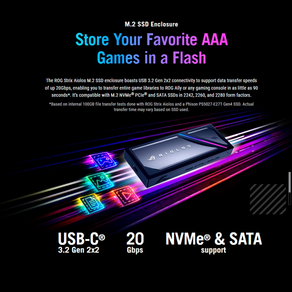 Box di động SSD M.2 NVMe 20Gbps ASUS ROG Strix Aiolos