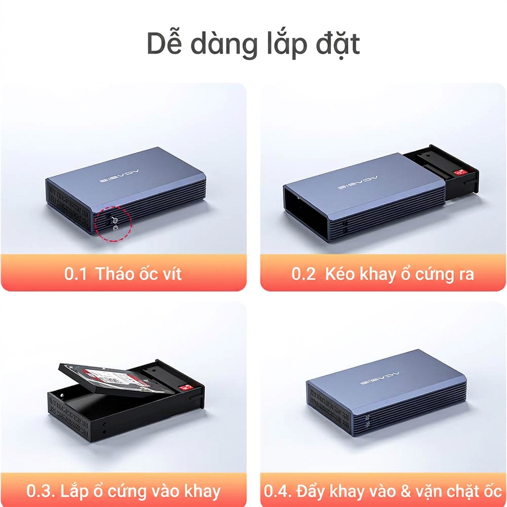Box ổ cứng 2.5 Inch 5Gbps ACASIS Dual Bay EC-7252