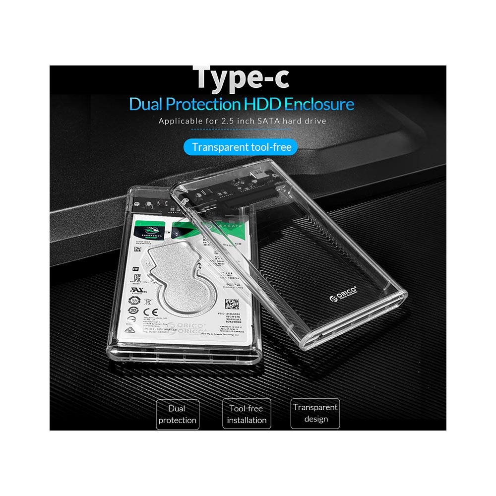 Box ổ cứng 2.5 inch 5Gbps Orico Transparent 2139C3-CR-EP