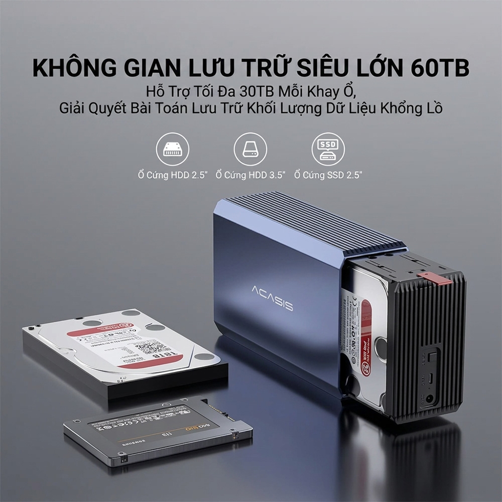 Box ổ cứng 3.5 Inch 5Gbps ACASIS Dual Bay EC-7352