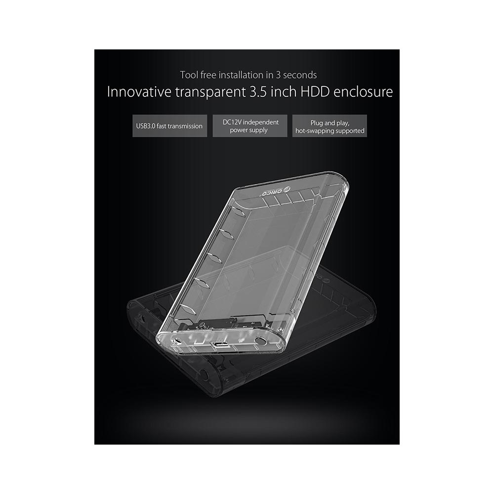 Box ổ cứng 3.5 inch 5Gbps Orico Transparent 3139U3-CR