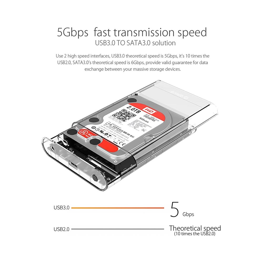 Box ổ cứng 3.5 inch 5Gbps Orico Transparent 3139U3-CR