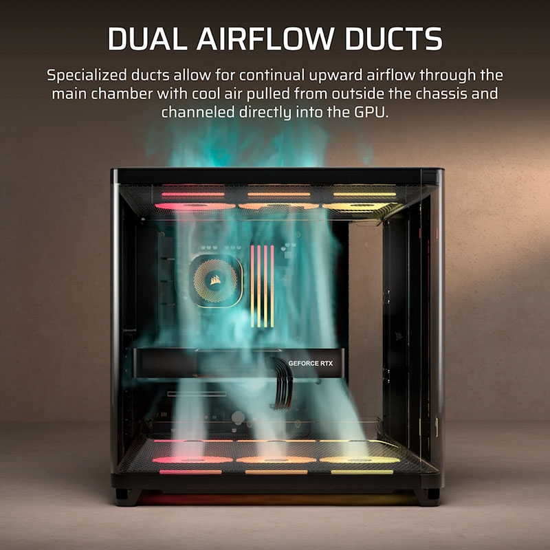 Case máy tính Corsair AIR 5400 LX-R RGB iCUE LINK Triple Chamber Black CC-9011320-WW