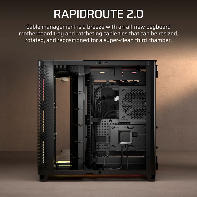 Case máy tính Corsair AIR 5400 LX-R RGB iCUE LINK Triple Chamber Black CC-9011320-WW