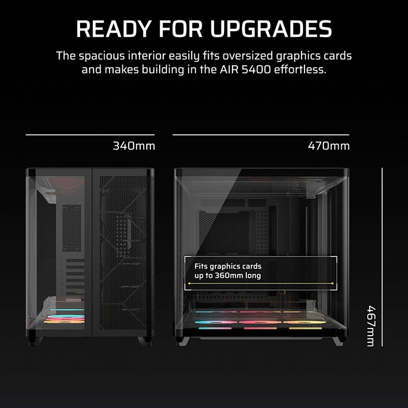 Case máy tính Corsair AIR 5400 LX-R RGB iCUE LINK Triple Chamber Black CC-9011320-WW