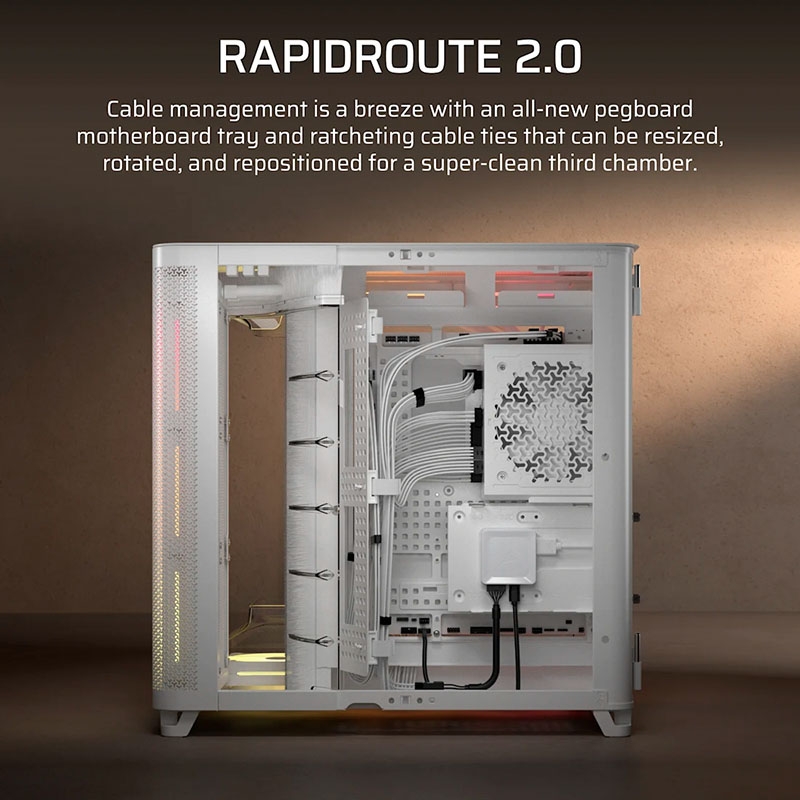 Case máy tính Corsair AIR 5400 LX-R RGB iCUE LINK Triple Chamber White CC-9011321-WW