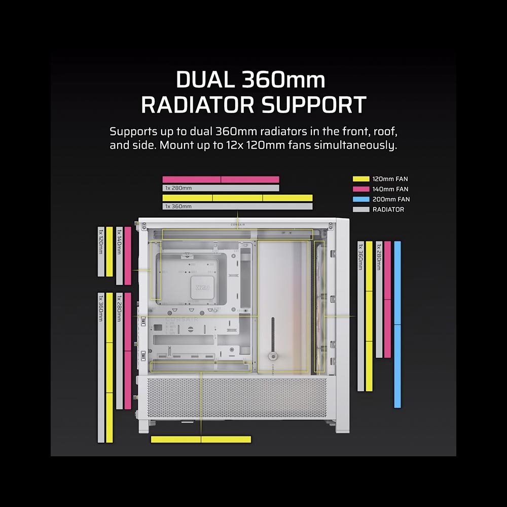 Case máy tính Corsair FRAME 4000D RS ARGB Airflow White CC-9011297-WW