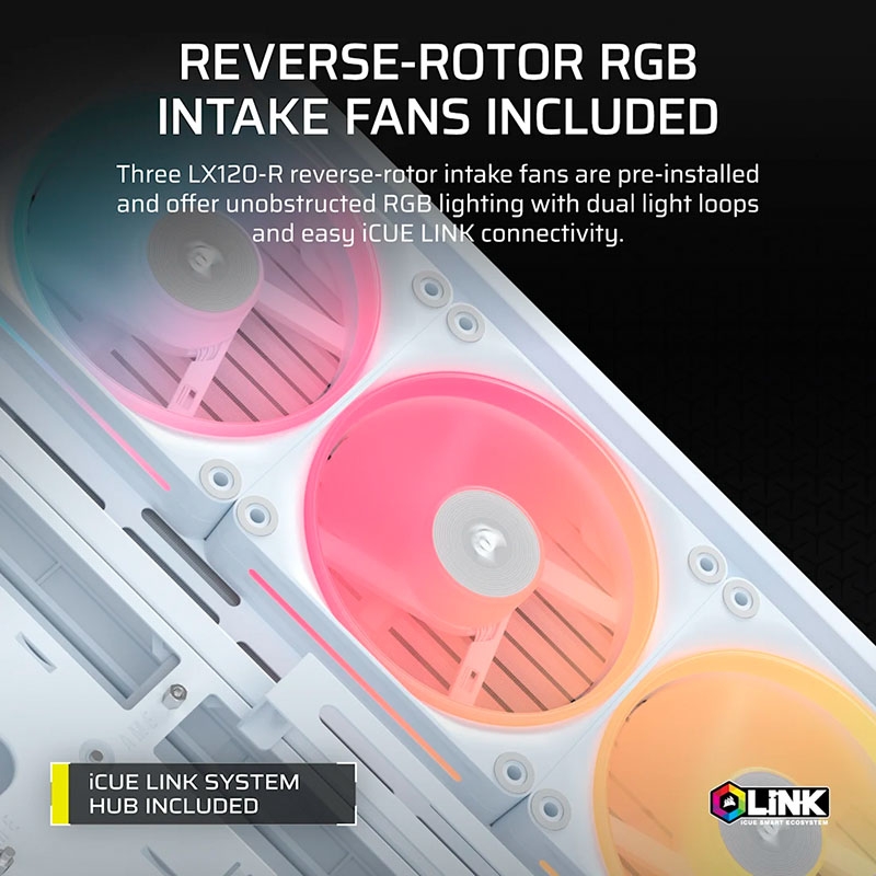 Case máy tính Corsair FRAME 4500X LX-R RGB iCUE LINK Panoramic Glass White CC-9011317-WW