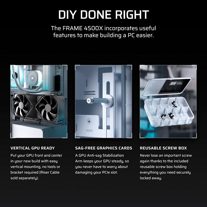 Case máy tính Corsair FRAME 4500X LX-R RGB iCUE LINK Panoramic Glass White CC-9011317-WW