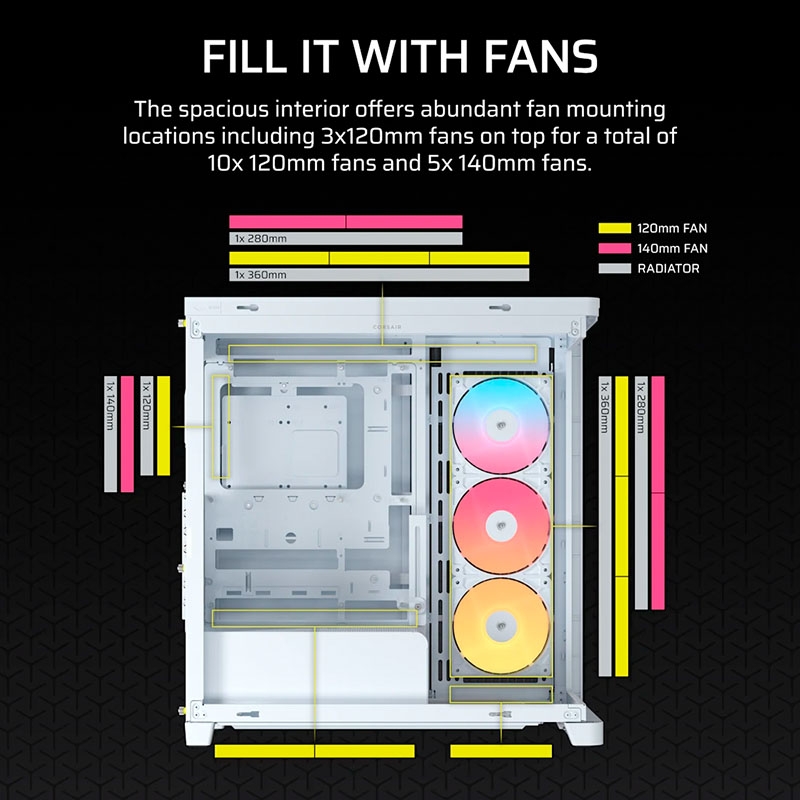 Case máy tính Corsair FRAME 4500X RS-R ARGB Panoramic Glass White CC-9011315-WW