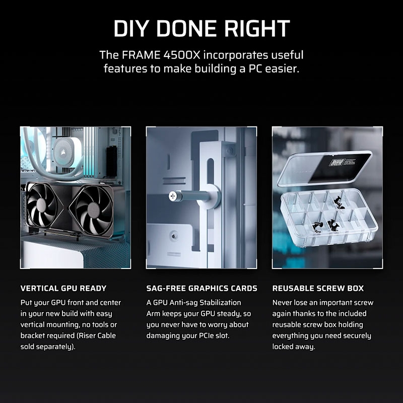 Case máy tính Corsair FRAME 4500X RS-R ARGB Panoramic Glass White CC-9011315-WW