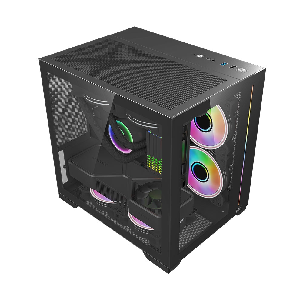 Case máy tính MIK LV12 Mini Elite Black ARGB Led Strip MIK-LV12-Mini-Elite-Black