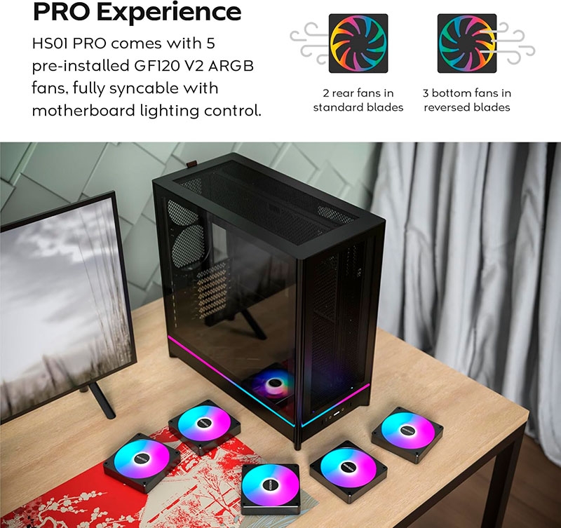 Case máy tính Montech HS01 PRO ARGB Black CAHS01PRBLMT