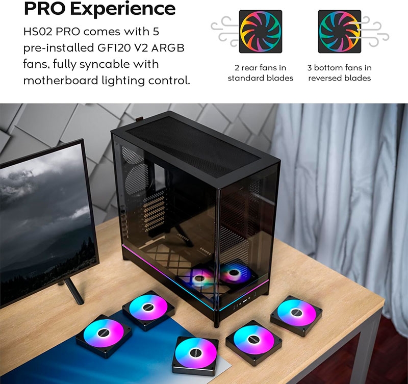 Case máy tính Montech HS02 PRO ARGB Black CAHS02PRBLMT