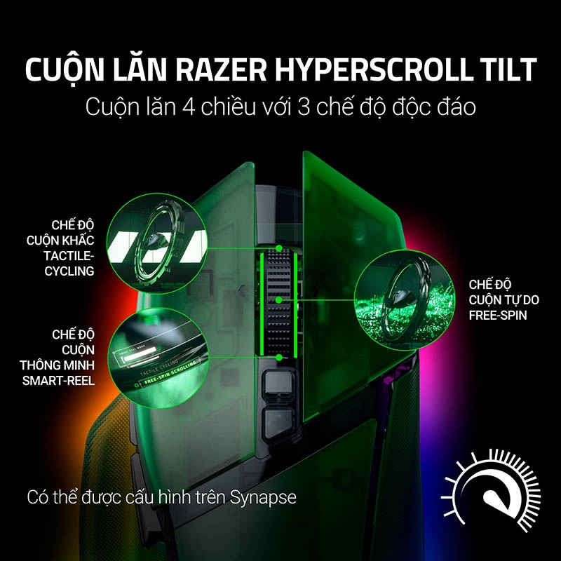 Chuột không dây Razer Basilisk V3 Pro 35K Phantom Green Edition RZ01-05240300-R3A1