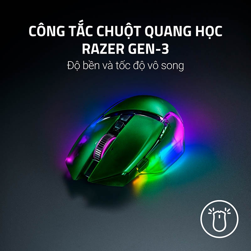 Chuột không dây Razer Basilisk V3 Pro 35K Phantom Green Edition RZ01-05240300-R3A1