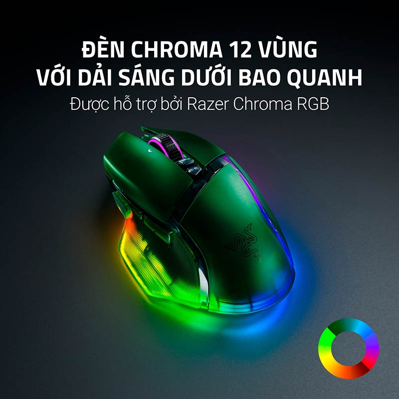 Chuột Gaming không dây Razer Basilisk V3 Pro 35K Phantom Green Edition RZ01-05240300-R3A1