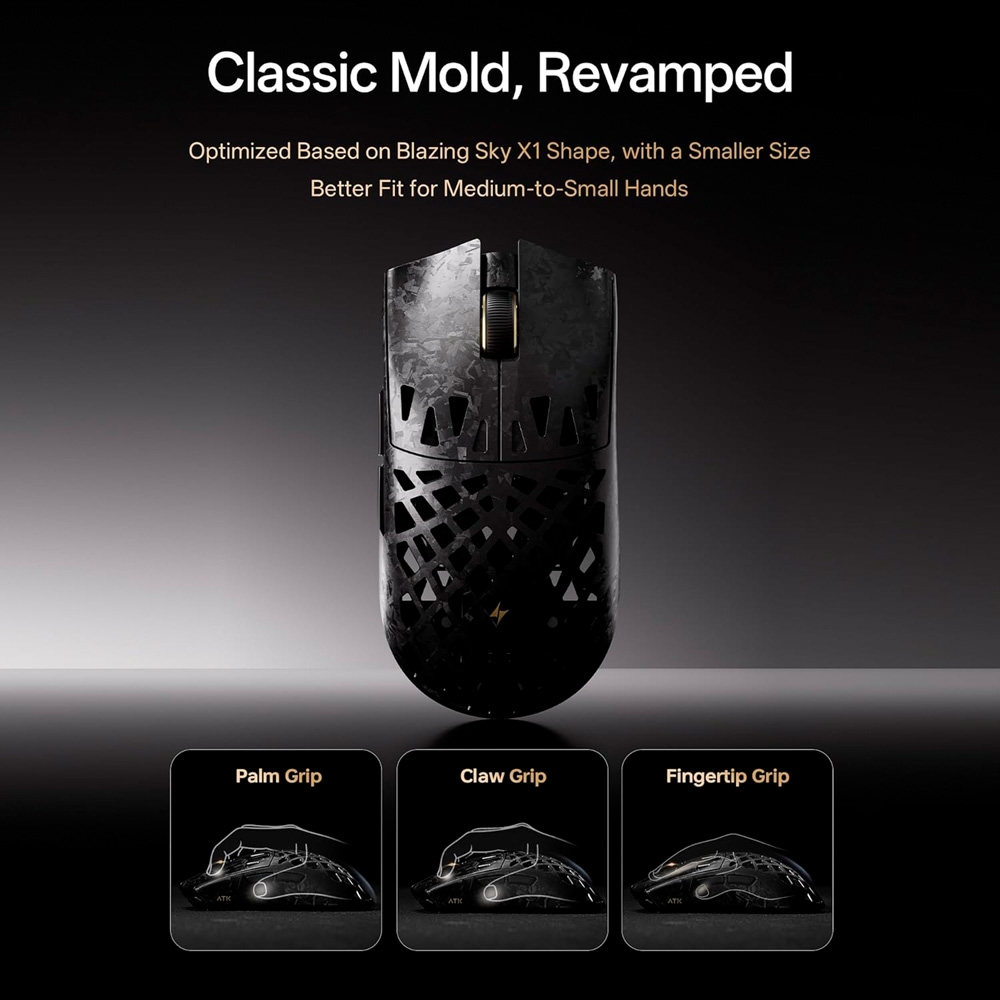 Chuột không dây ATK Blazing Sky Ghost Extreme Carbon Fiber Hollow Dual-mode Wireless Pixart 3950 Ultra