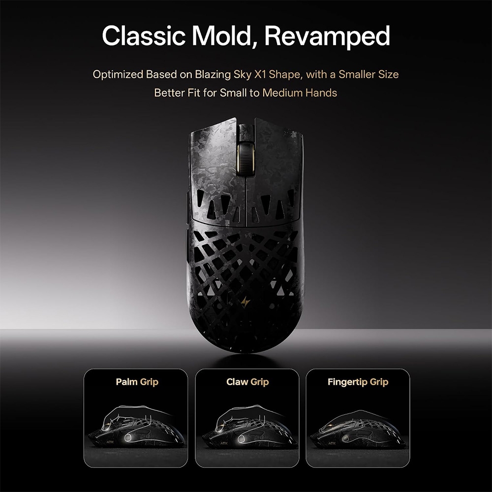 Chuột không dây ATK Blazing Sky GHOST Extreme Plus Carbon Fiber Hollow Dual-mode Wireless Pixart 3955 Master