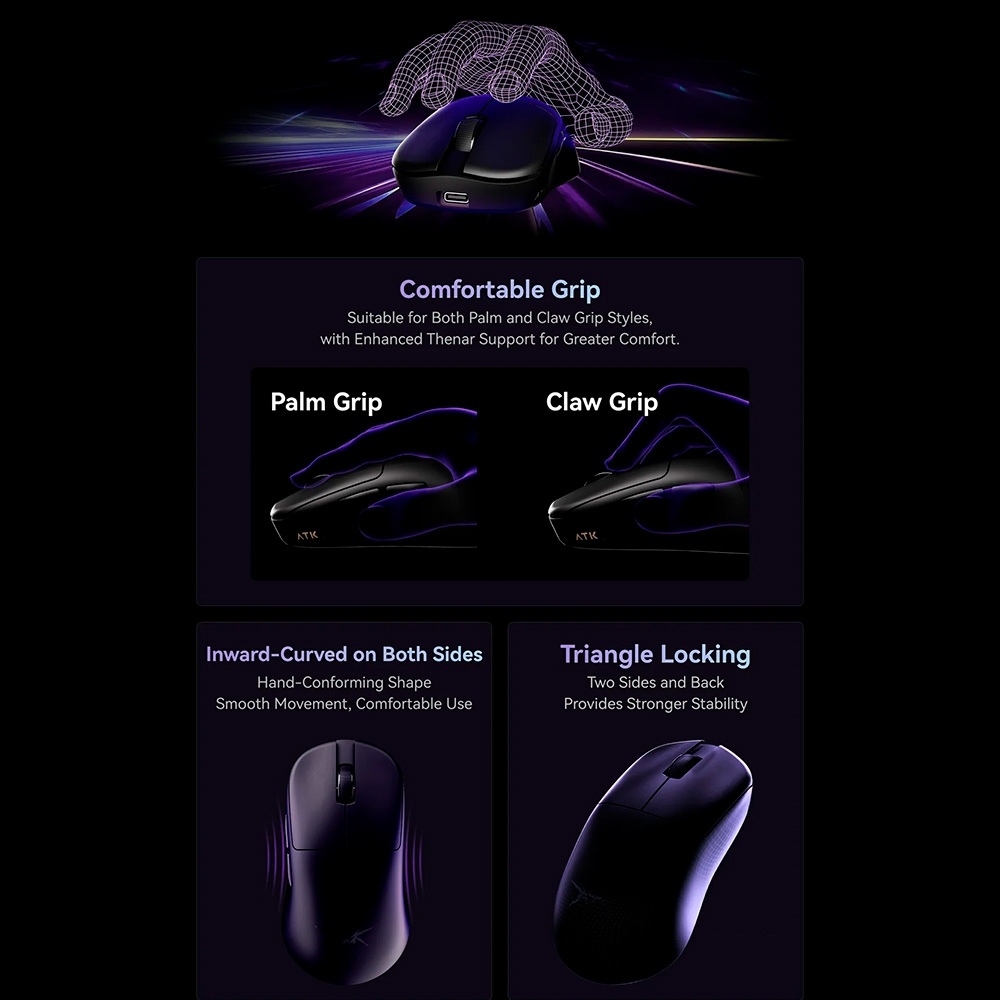 Chuột không dây ATK Blazing Sky U2 Ultimate Tri-mode Wireless Pixart 3950 Ultra