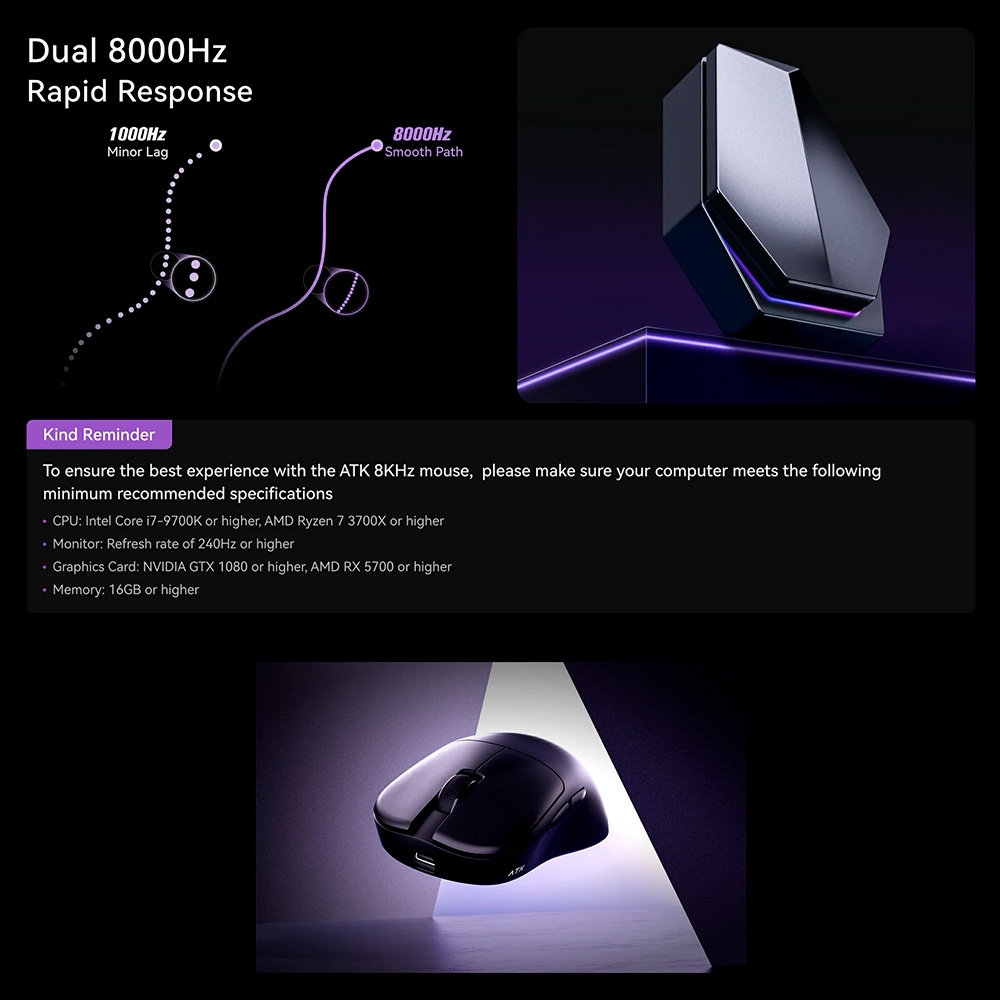 Chuột không dây ATK Blazing Sky U2 Ultimate Tri-mode Wireless Pixart 3950 Ultra