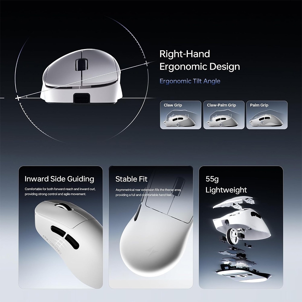 Chuột không dây ATK Dragonfly Y9 Ultimate Plus Lightweight Ergonomic Dual-mode Wireless Pixart 3955 Master
