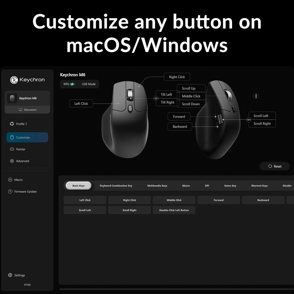 Chuột không dây Keychron M6 Wireless All Silent (Pixart 3395)