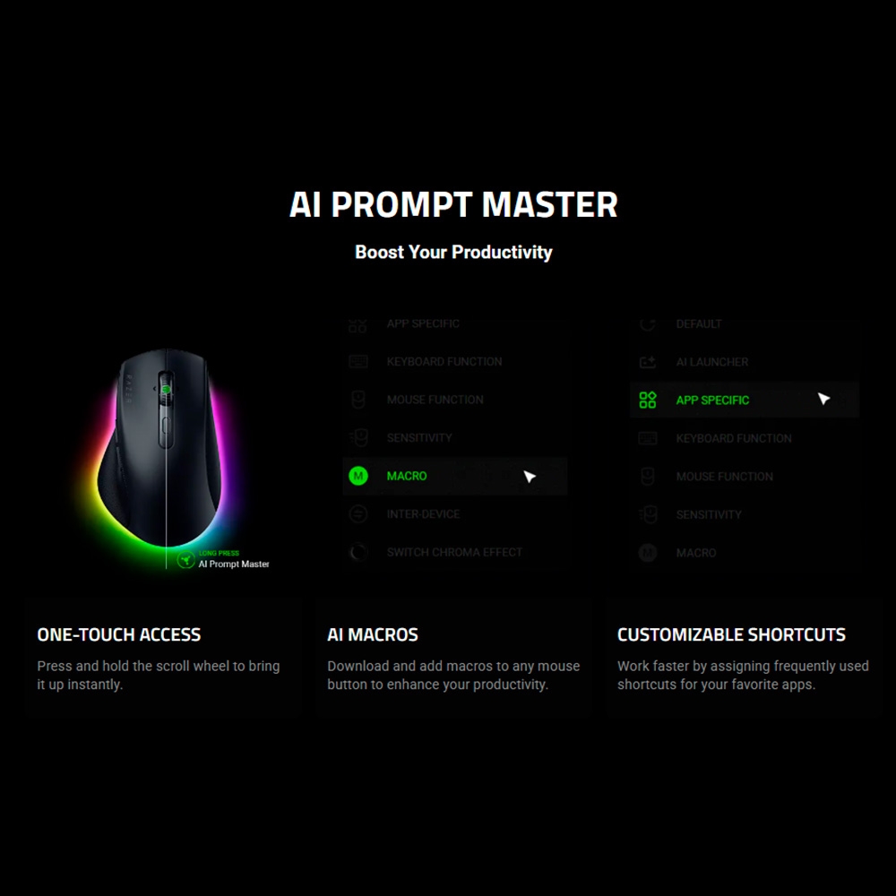Chuột không dây Razer Pro Click V2 Ergonomic AI Prompt Master RZ01-03900100-R3M1