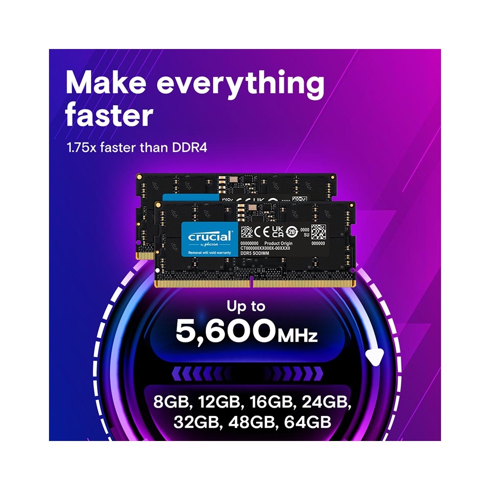 Ram Laptop Crucial DDR5 64GB 5600MHz 1.1v CT64G56C46S5