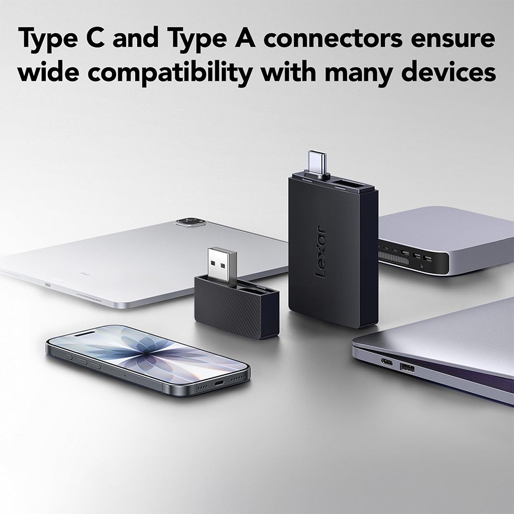 Đầu đọc thẻ nhớ Lexar RW360 Dual-Slot USB-A/C USB 3.2 Gen 1 LRW360U-BNBNG