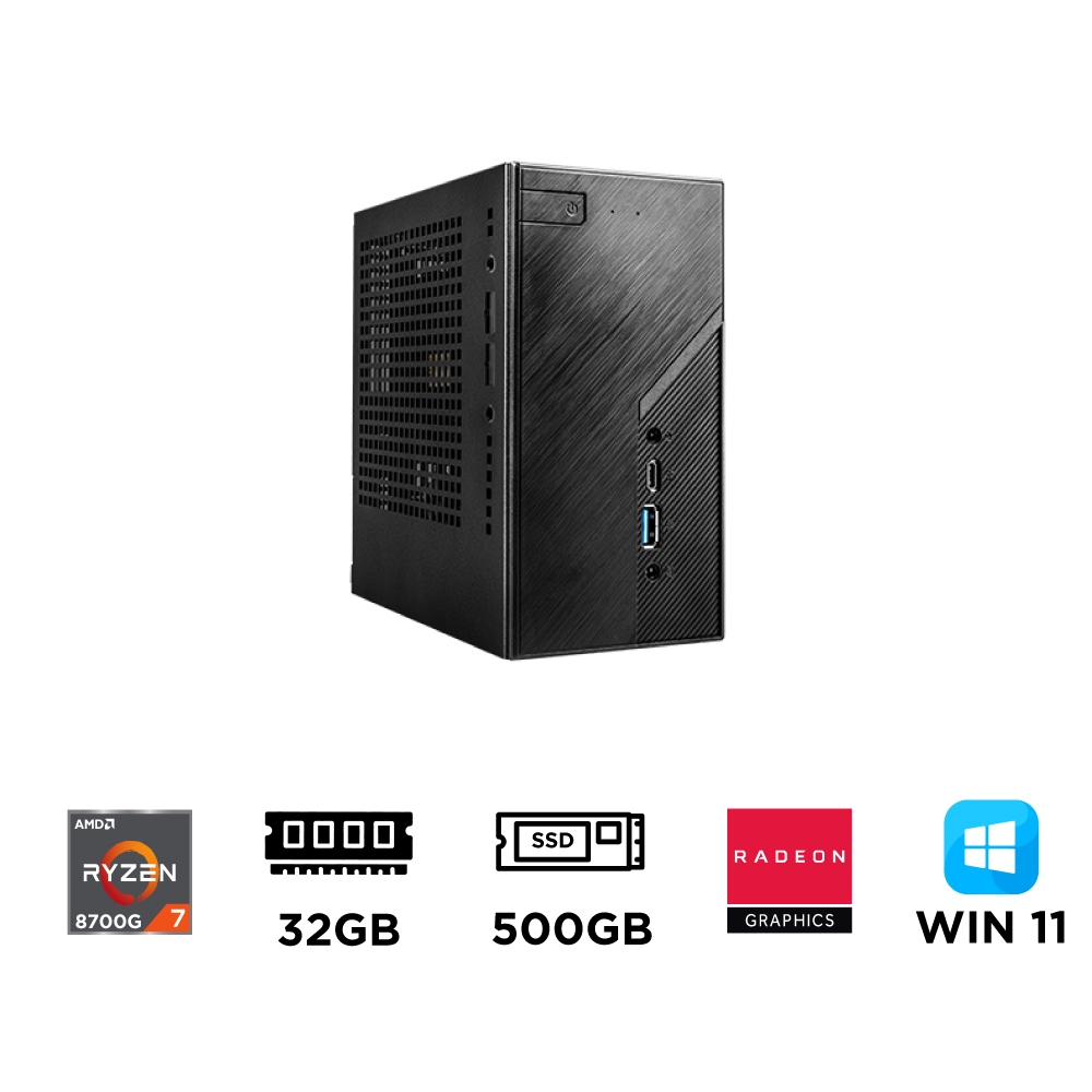 Mini PC ASRock DeskMini X600 ST-AX8700G (Ryzen 7 8700G, Ram DDR5, SSD 500GB, Win 11)