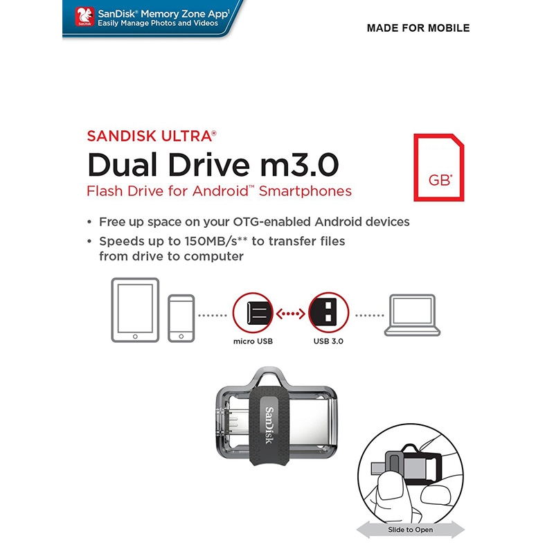 USB OTG 3.0 SanDisk Ultra Dual Drive M3.0 16GB SDDD3-016G-G46