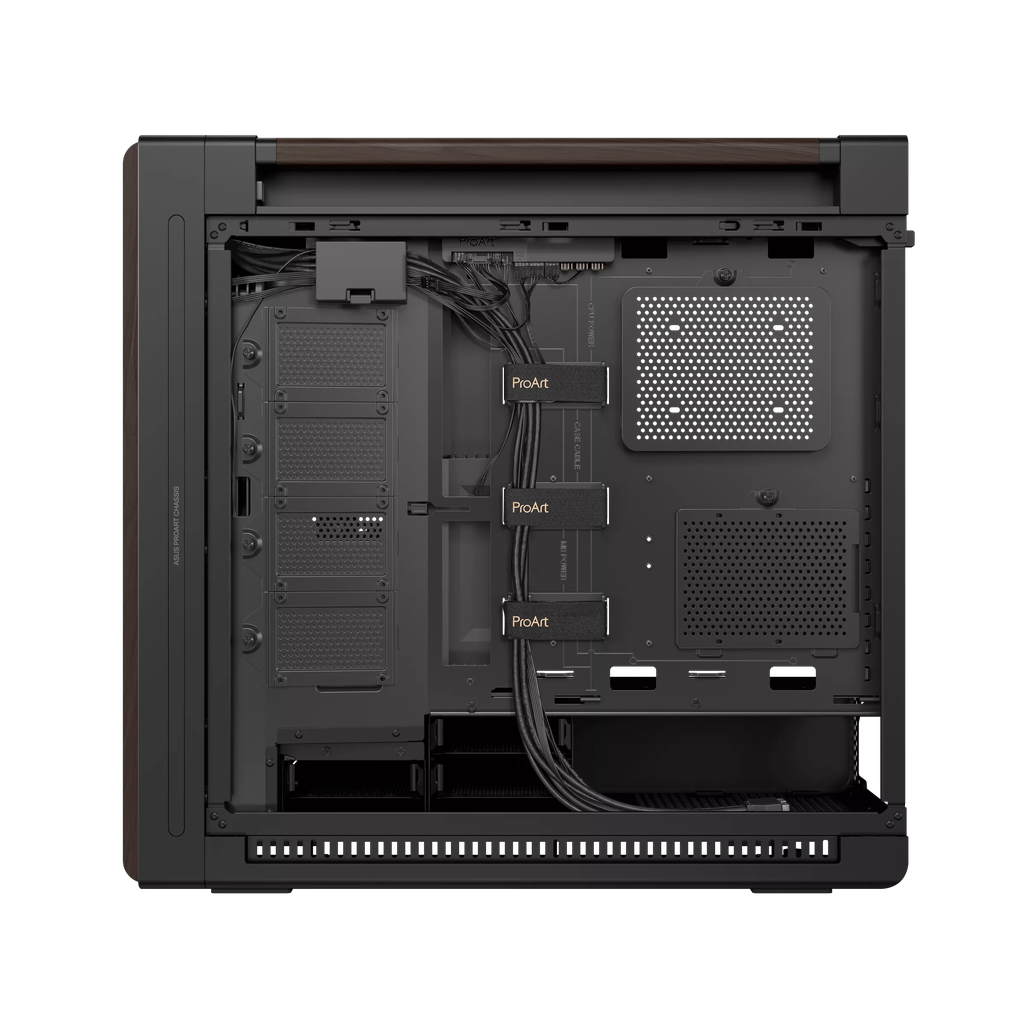 Case máy tính Asus ProArt PA602 Walnut Wood Edition Modern Black Tempered Glass