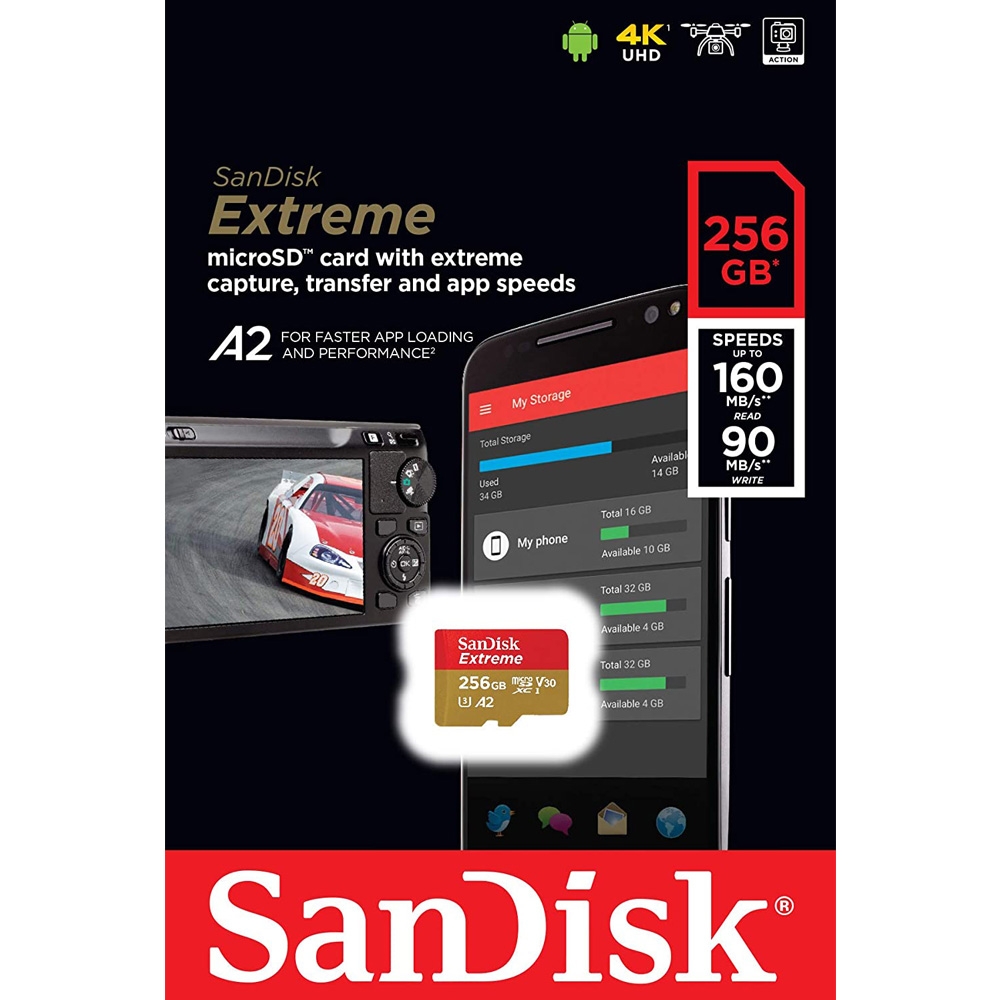 Thẻ Nhớ MicroSDXC SanDisk Extreme V30 A2 256GB 160MB/s SDSQXA1-256G-GN6MN