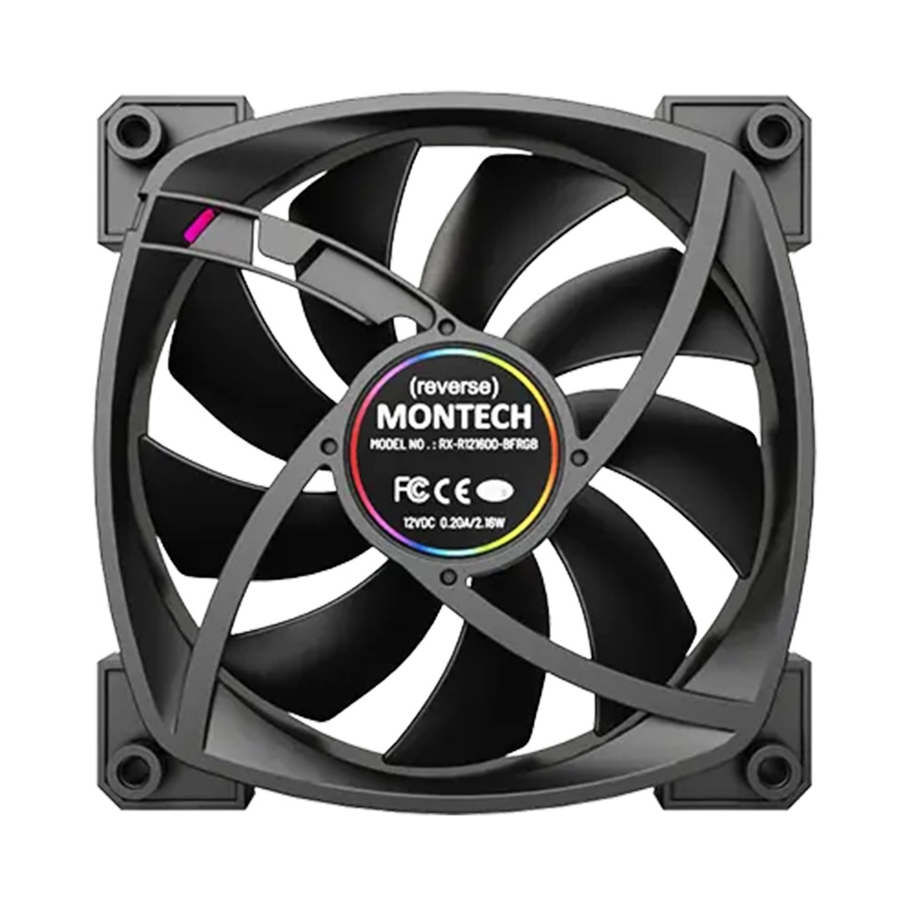 Fan Case Montech RX 120 PWM 120mm Black CFRX120PWMBLMT (Fan ngược)