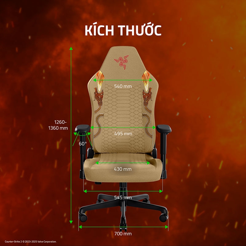 Ghế Razer Iskur V2 X CS2 Counter-Strike 2 Edition RZ38-05310500-R3UA