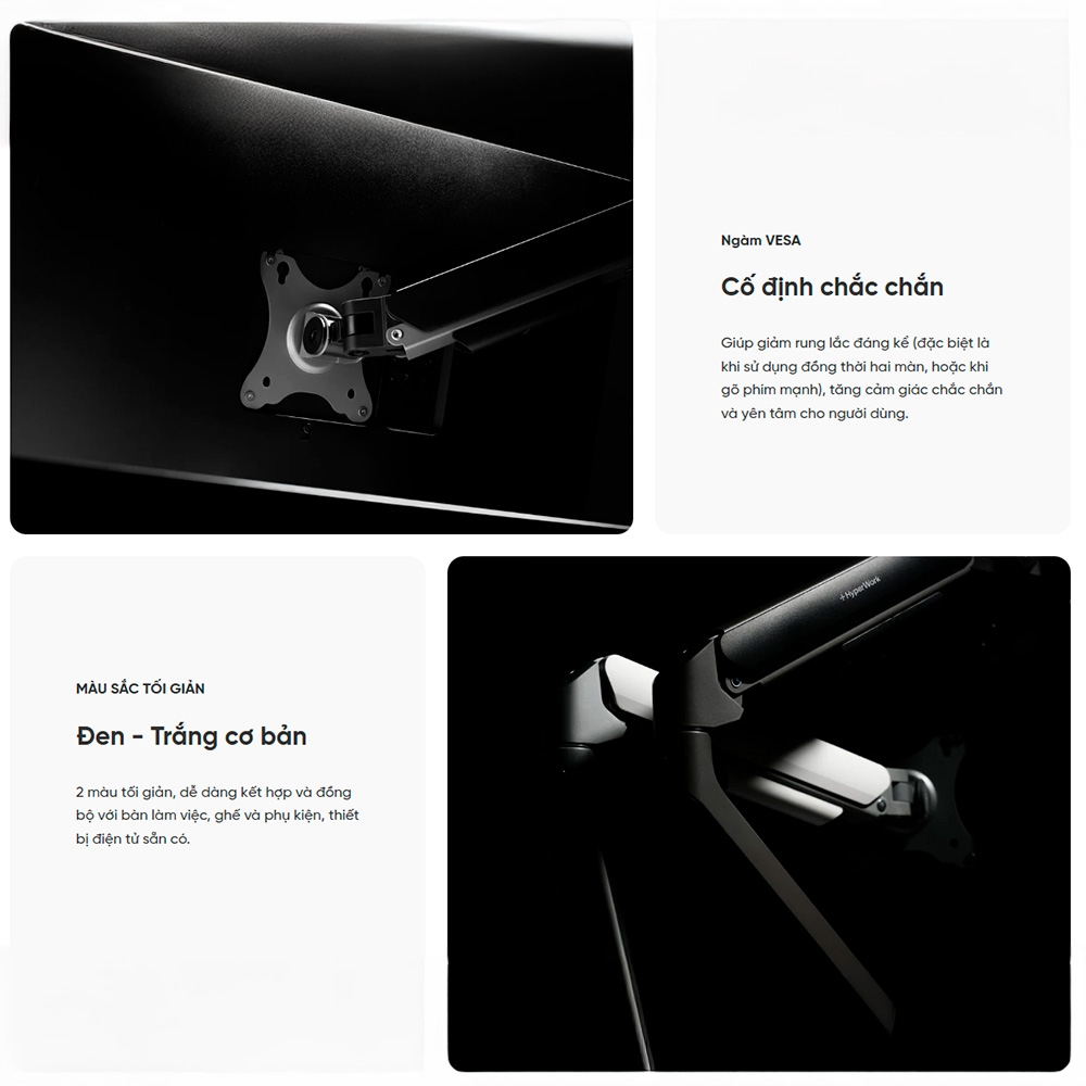 Giá đỡ 2 màn hình Hyperwork T6 Pro Dual 17-32 inch
