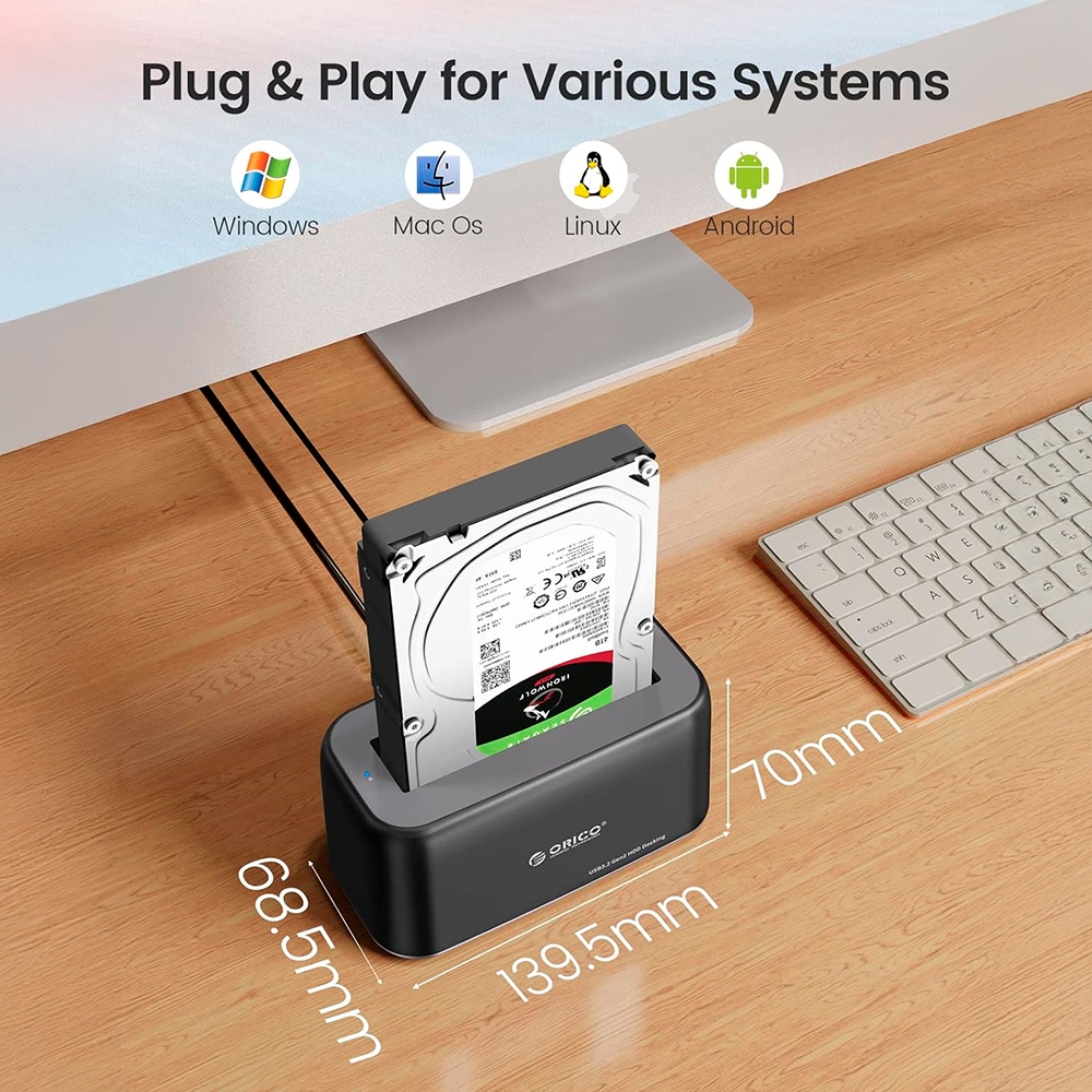 ORICO USB 3.0 Hard Drive Docking Station For 2.5/3.5 Inch SATA HDD SSD – Clear External Reader