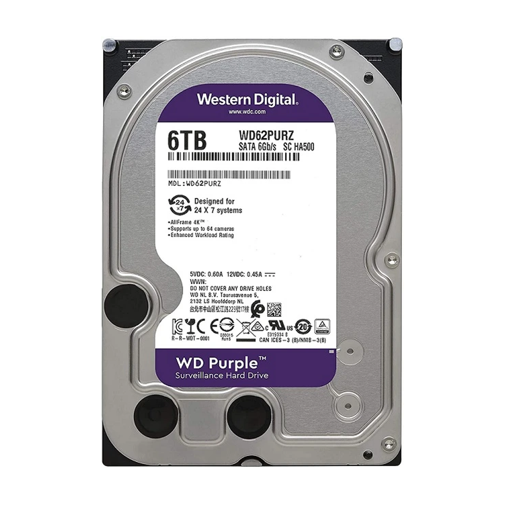 HDD WD Purple 6TB 3.5 inch SATA III 128MB Cache 5640RPM WD62PURZ