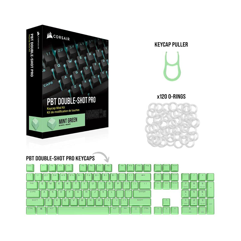 Bộ Keycap Corsair PBT Double-Shot PRO Mint Green CH-9911080-NA