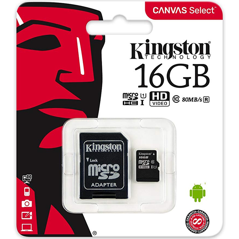 Thẻ nhớ MicroSDHC Kingston Canvas Select 16GB Class 10 U1 80MB/s SDCS/16GB