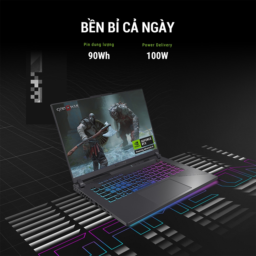 Laptop ASUS ROG Strix G16 G614PM-TS147W (Ryzen 9 8940HX, RTX 5060 8GB, RAM 16GB DDR5, SSD 512GB, 16 Inch IPS 2.5K 300Hz 100% DCI-P3, Win 11 Home)