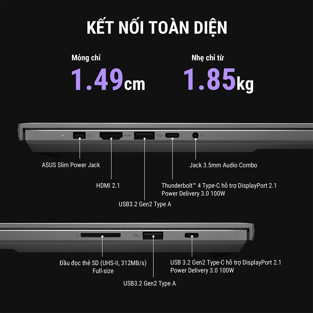 Laptop ASUS ROG Zephyrus G16 GU606AW-TB121W (Ultra 9 386H, RTX 5080 16GB, RAM 32GB LPDDR5X, SSD 1TB, 16 Inch OLED 2.5K 100% DCI-P3, Win 11 Home)