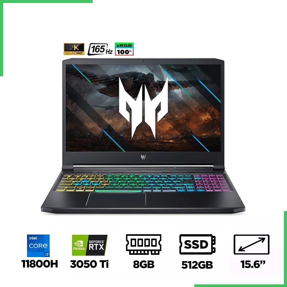 Laptop Gaming Acer Predator Triton 300 PT315-53-7440 NH.QDRSV.003 (i7-11800H, RTX 3050 Ti 4GB, Ram 8GB, SSD 512GB, 15.6 Inch IPS 165Hz QHD)