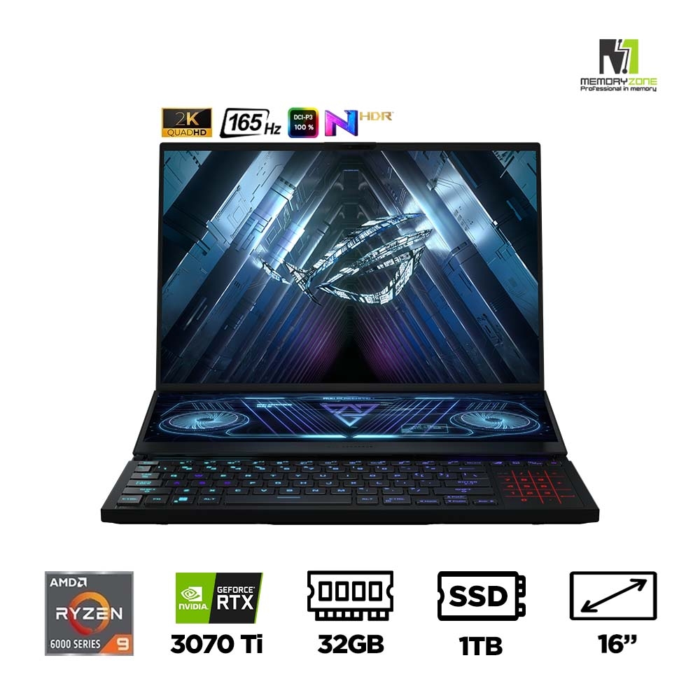 Laptop Gaming Asus ROG Zephyrus Duo 16 GX650RW-LO999W (Ryzen 9 6900HX, RTX 3070 Ti 8GB, Ram 32GB DDR5, SSD 1TB, 16 Inch Mini LED 165Hz WQXGA)