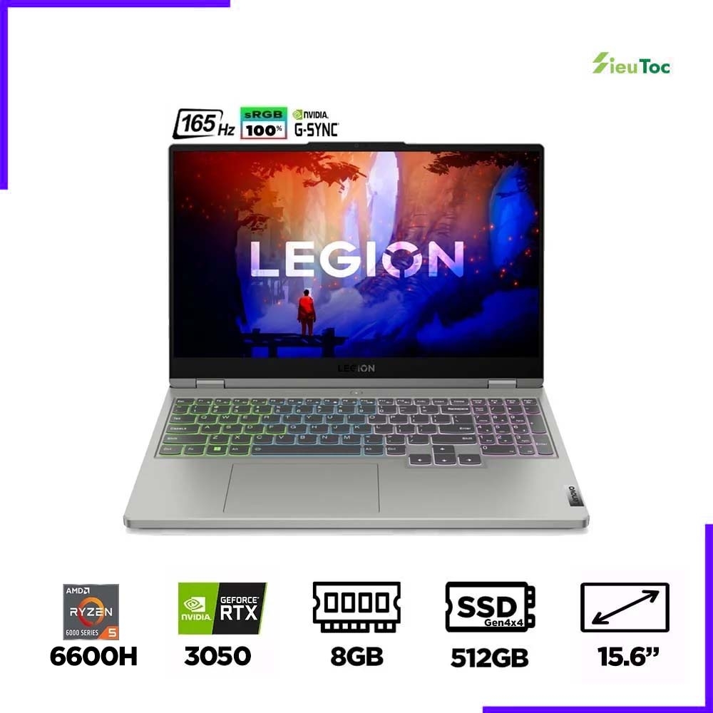 Laptop Gaming Lenovo Legion 5 15ARH7 82RE002VVN (Ryzen 5 6600H, RTX 3050 4GB, Ram 8GB DDR5, SSD 512GB, 15.6 Inch IPS 165Hz FHD)