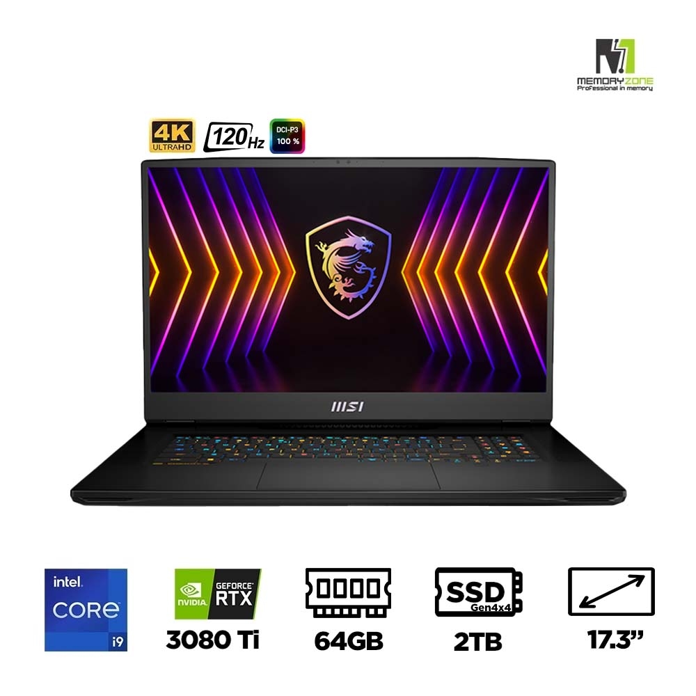 Laptop Gaming MSI Titan GT77 12UHS-204VN (i9-12900HX, RTX 3080 Ti 16GB, Ram 64GB DDR5, SSD 2TB, 17.3 Inch IPS 120Hz UHD)