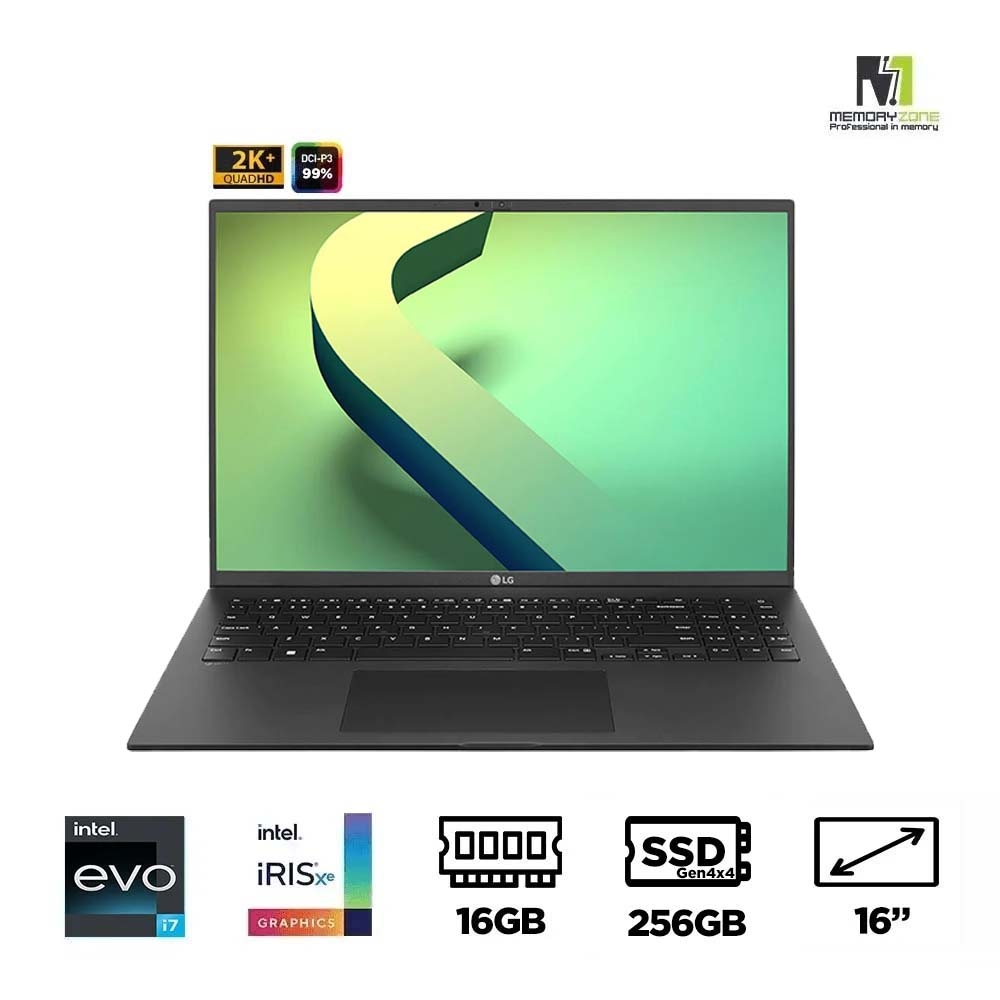 Laptop LG Gram 16ZD90Q-G.AX72A5 (i7-1260P EVO, Iris Xe Graphics, Ram 16GB DDR5, SSD 256GB, 16 Inch QHD)