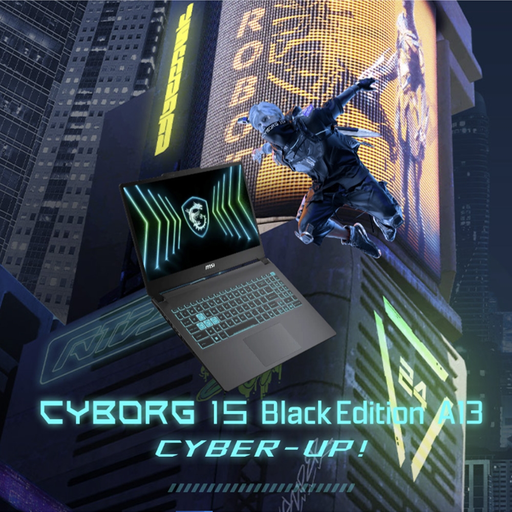 Laptop MSI Cyborg 15 Black Edition A13VE-2410VN (i5-13420H, RTX 4050 6GB, RAM 16GB DDR5, SSD 512GB, 15.6 Inch FHD 144Hz, Win 11 Home)